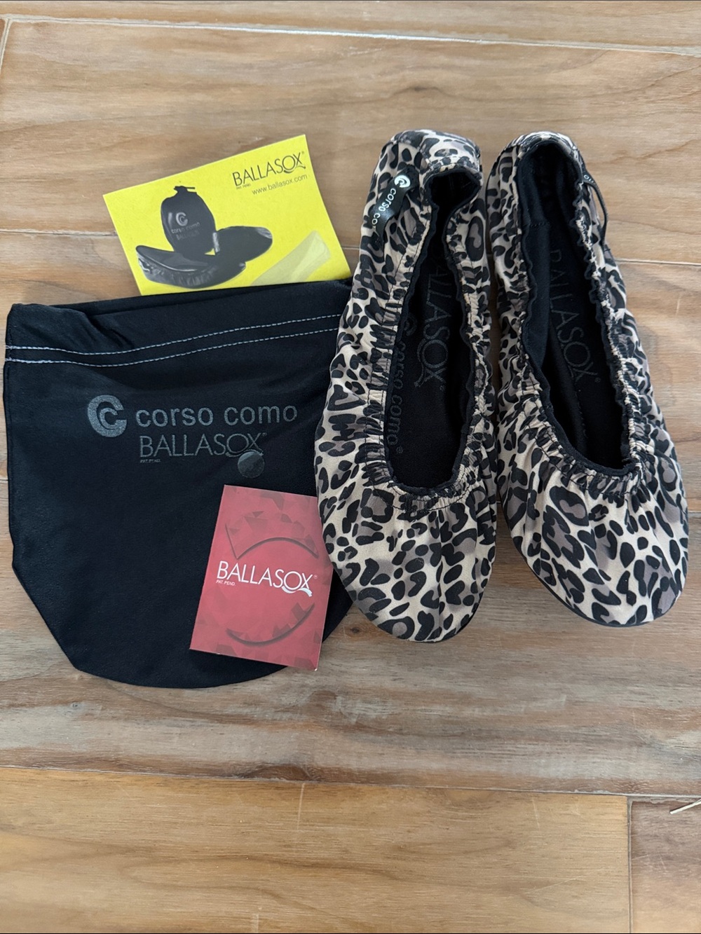 Ballasox by Corso Como Leopard Print Foldable Ballet Flats - Beige/Black